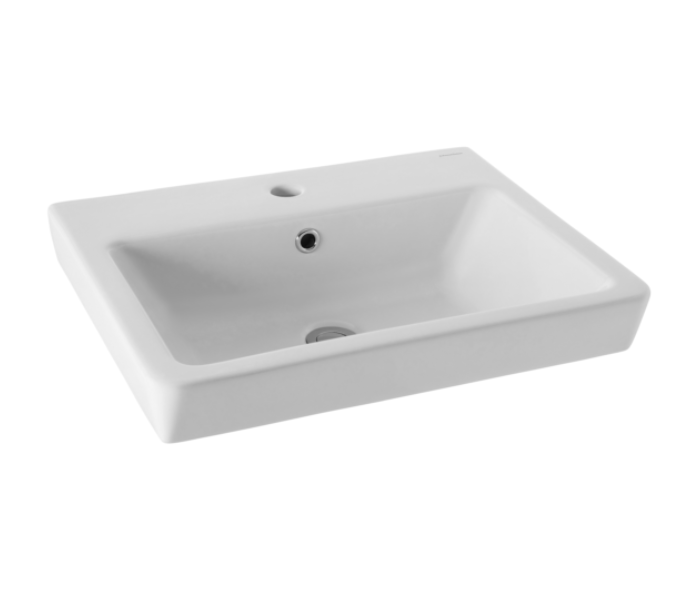 550*445*165mm White Ceramic 1 Taphole Rectangular Wall Basin With Waste