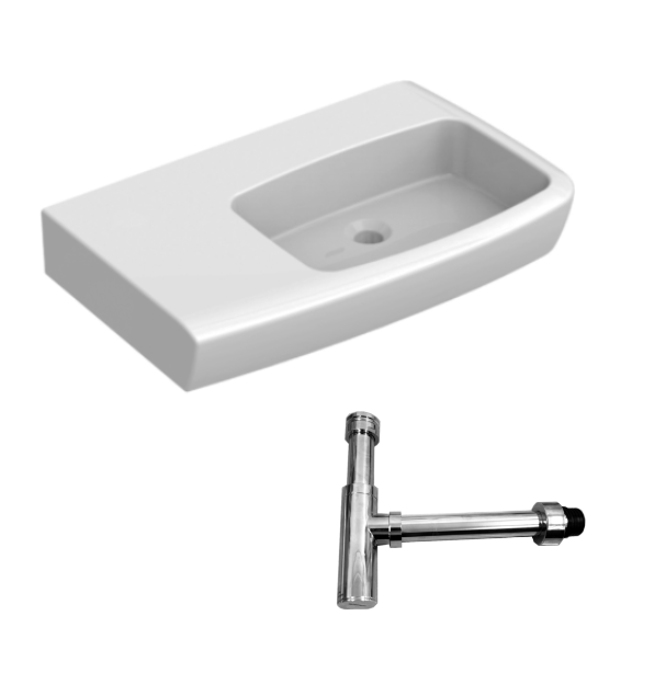 750*430*120mm Lucca Ceramic No Taphole Wall Basin With Waste