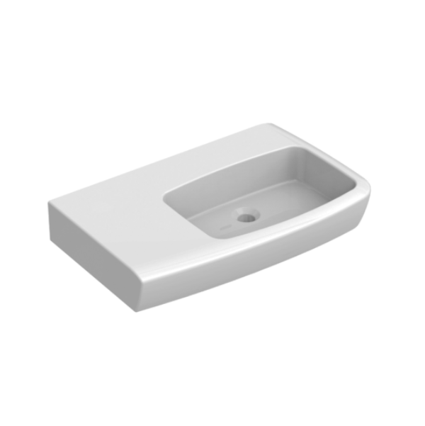 750*430*120mm Lucca Ceramic No Taphole Wall Basin With Waste