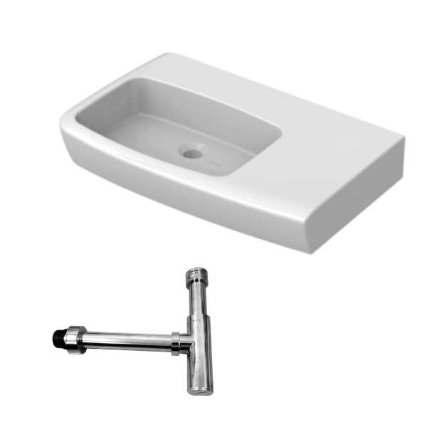 750*430*120mm Lucca Ceramic No Taphole Wall Basin With Waste