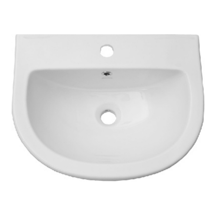 520*425*515mm Como Ceramic 1 Taphole Wall Basin With Shroud And Waste - HD reno