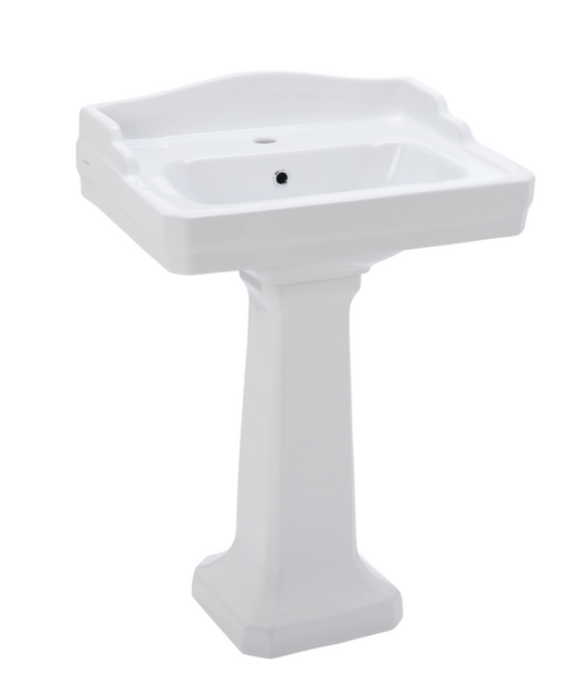610*455*810mm Ceramic 1 Taphole Wall Basin With Pedestal And Waste - HD reno