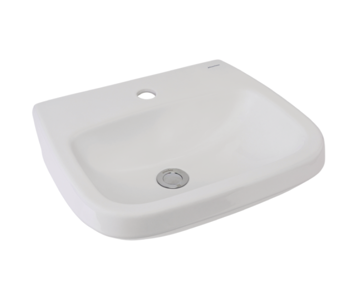 490*410*495mm Life II White Ceramic 1 Taphole Wall Basin With Waste - HD reno