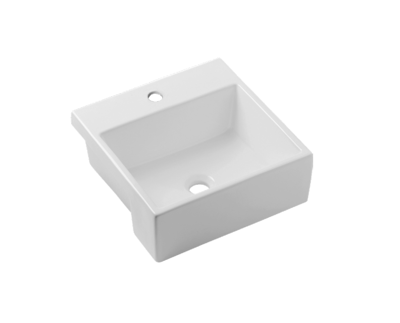 410*410*155mm Quado Ceramic Square Semi-recessed Basin With Waste - HD reno
