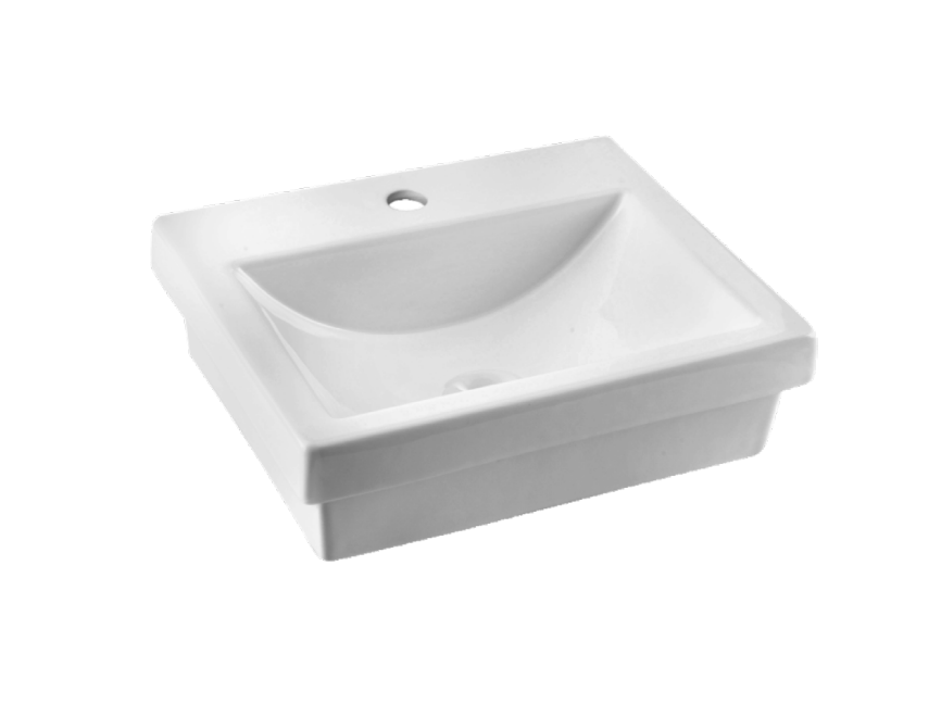 410*340*125mm Quado Ceramic Rectangular Semi-inset Basin With Waste - HD reno
