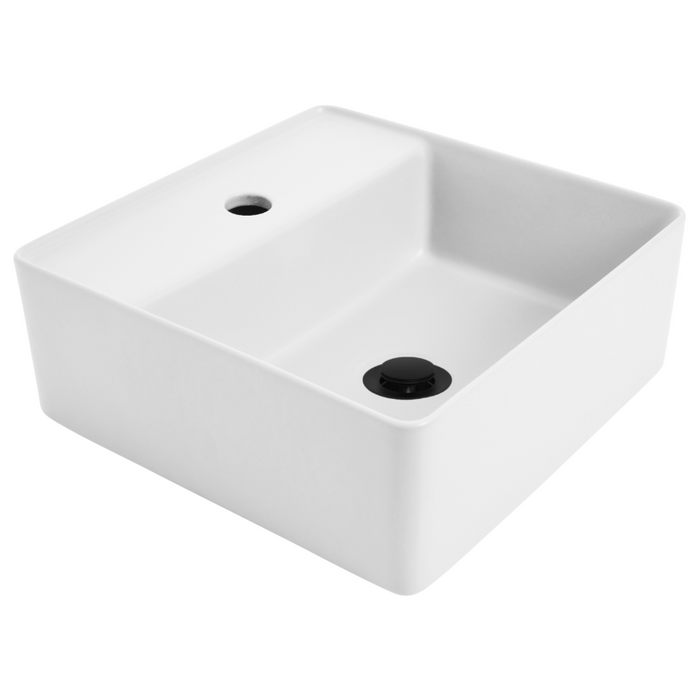 350*350*135mm Venezia Ceramic Square 1Taphole Countertop Basin With Waste - HD reno