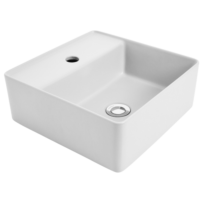 350*350*135mm Venezia Ceramic Square 1Taphole Countertop Basin With Waste - HD reno