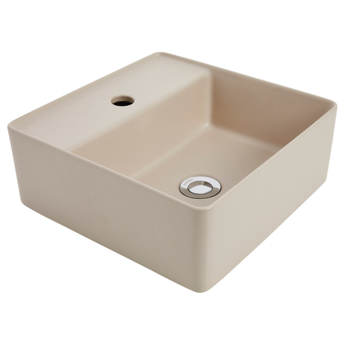 350*350*135mm Venezia Ceramic Square 1Taphole Countertop Basin With Waste - HD reno