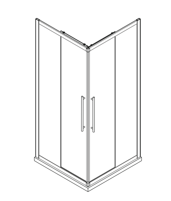900-1000mm Daintree Chrome Glass Corner Slider Semi-frameless Shower Screens - HD reno