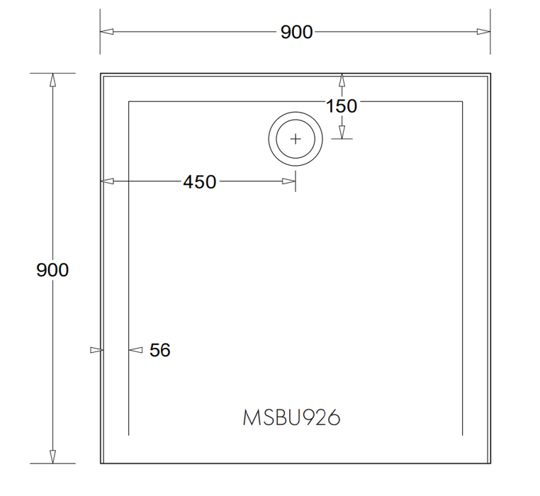 900-1200mm Marbletrend Flinders SMC White Rectangular Rear Outlet Shower Base - HD reno