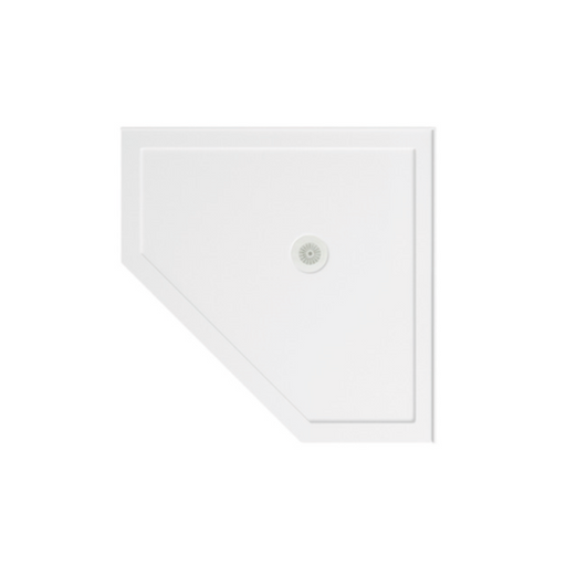 900mm Marbletrend Flinders SMC White Straight Diamond Front Corner Centre Outlet Shower Base - HD reno