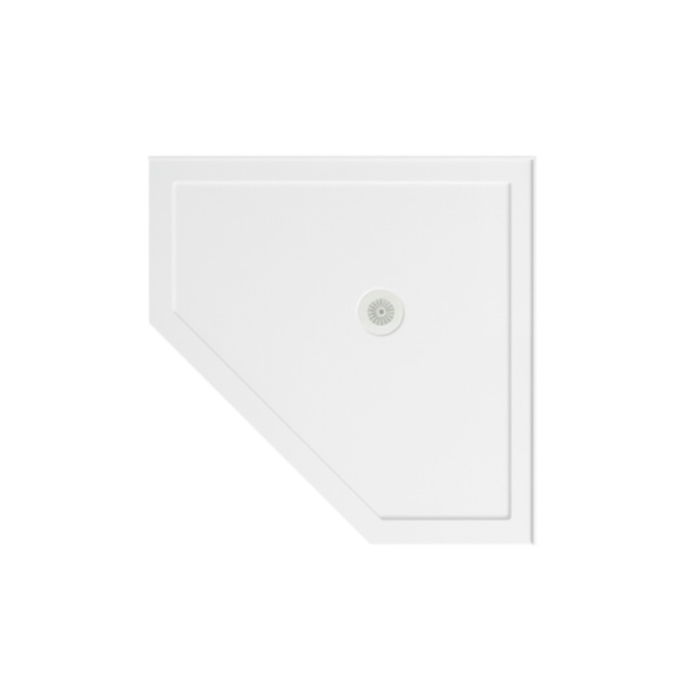 900mm Marbletrend Flinders SMC White Straight Diamond Front Corner Centre Outlet Shower Base - HD reno