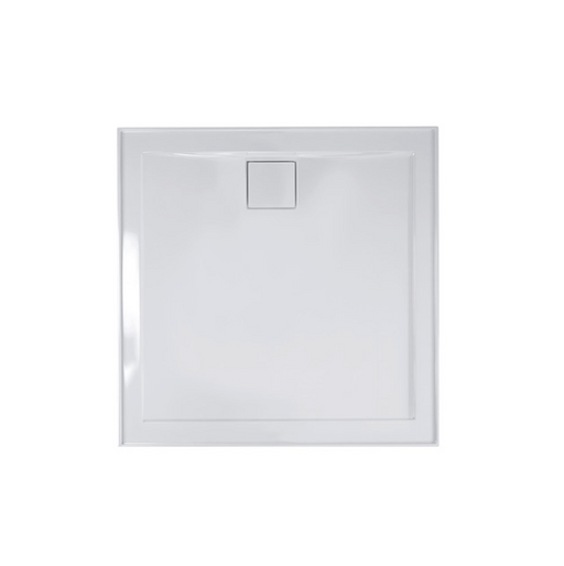 820-1220mm Daintree White Polymarble Standard Square Rear Outlet Shower Base - HD reno