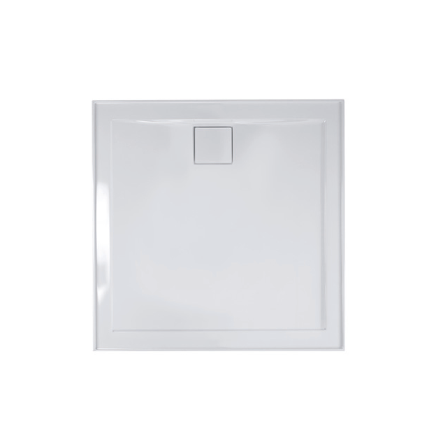 820-1220mm Daintree White Polymarble Standard Square Rear Outlet Shower Base - HD reno