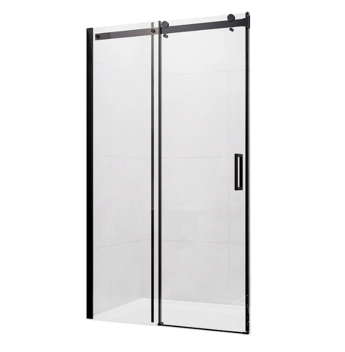 900-1500mm Barossa Chrome & Black Glass WTW Semi-frameless Slider Shower Screens - HD reno