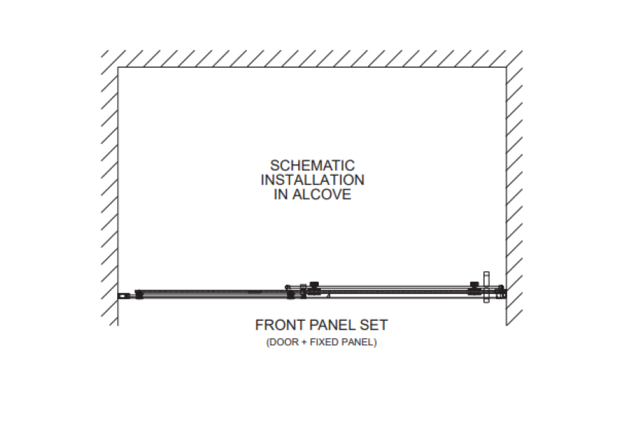 900-1500mm Barossa Chrome & Black Glass WTW Semi-frameless Slider Shower Screens - HD reno