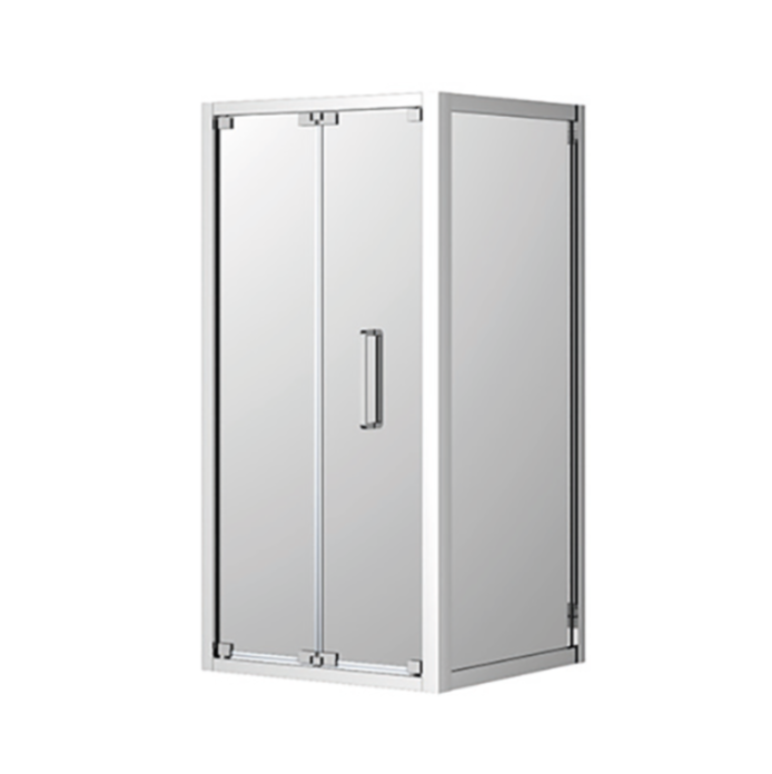900-1000mm Corsica Chrome & Black Glass Square Bi-fold Framed Shower Screens - HD reno