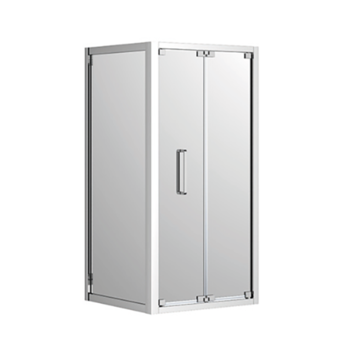 900-1000mm Corsica Chrome & Black Glass Square Bi-fold Framed Shower Screens - HD reno