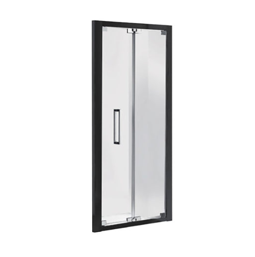 900-1000mm Corsica Chrome & Black Glass WTW Bi-fold Framed Shower Screens - HD reno