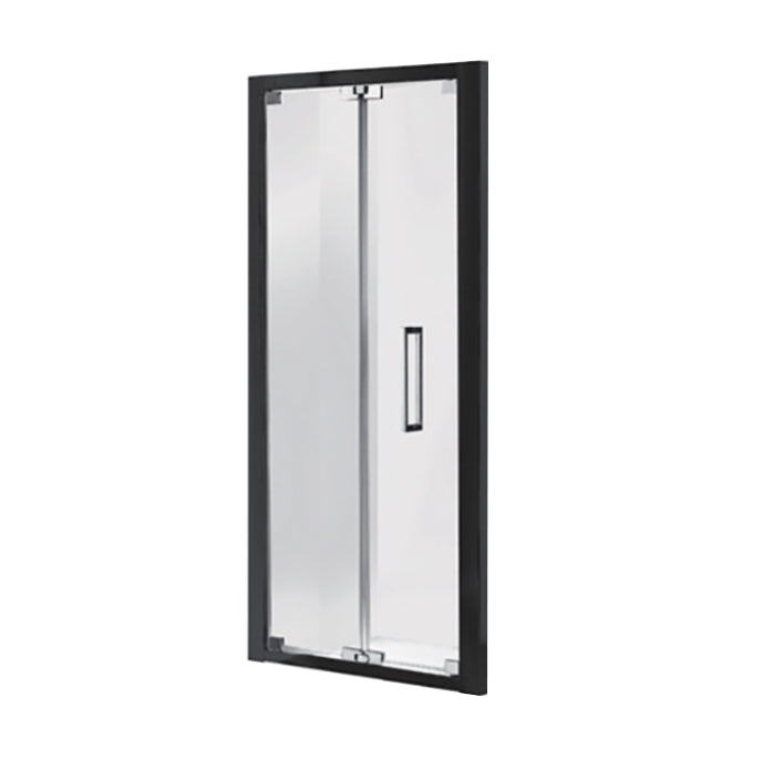 900-1000mm Corsica Chrome & Black Glass WTW Bi-fold Framed Shower Screens - HD reno