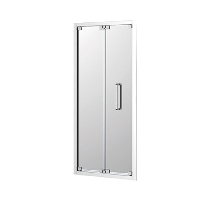 900-1000mm Corsica Chrome & Black Glass WTW Bi-fold Framed Shower Screens - HD reno