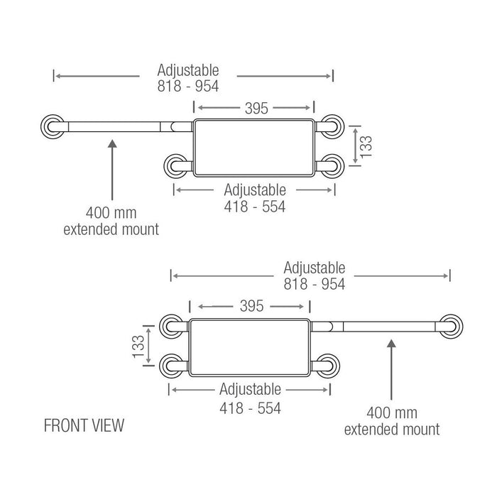 Wall Mounted Backrest Stainless Steel With 400mm Extension - HD reno