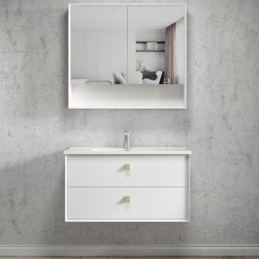 900*460*550mm Boston Matt White High Moisture Resistant Plywood/Polyurethane Wall Hung Vanity - HD reno