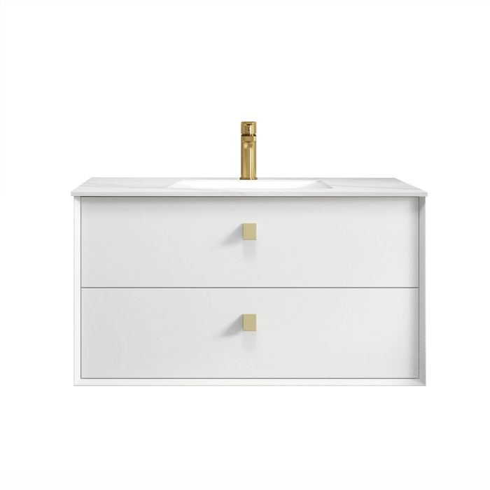 900*460*550mm Boston Matt White High Moisture Resistant Plywood/Polyurethane Wall Hung Vanity - HD reno