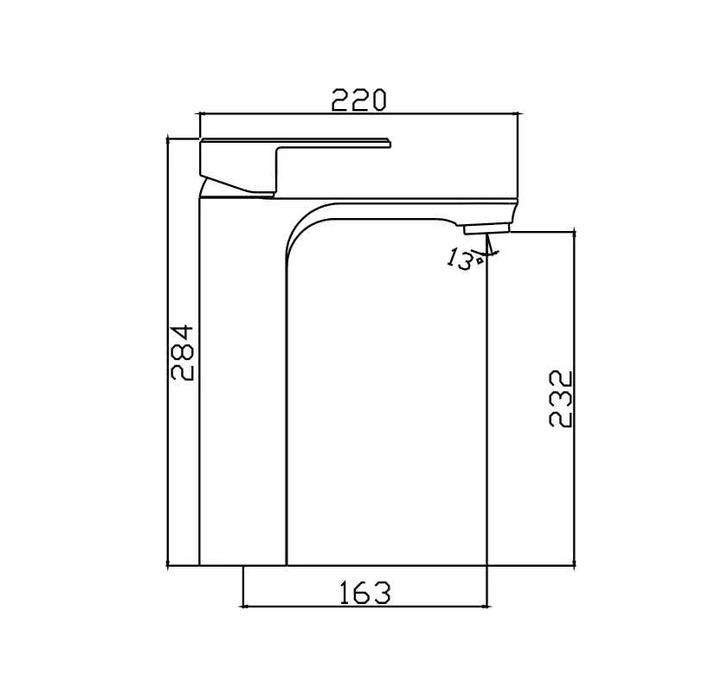 HC Bateau Brushed Nickel Rectangle High Basin Mixer