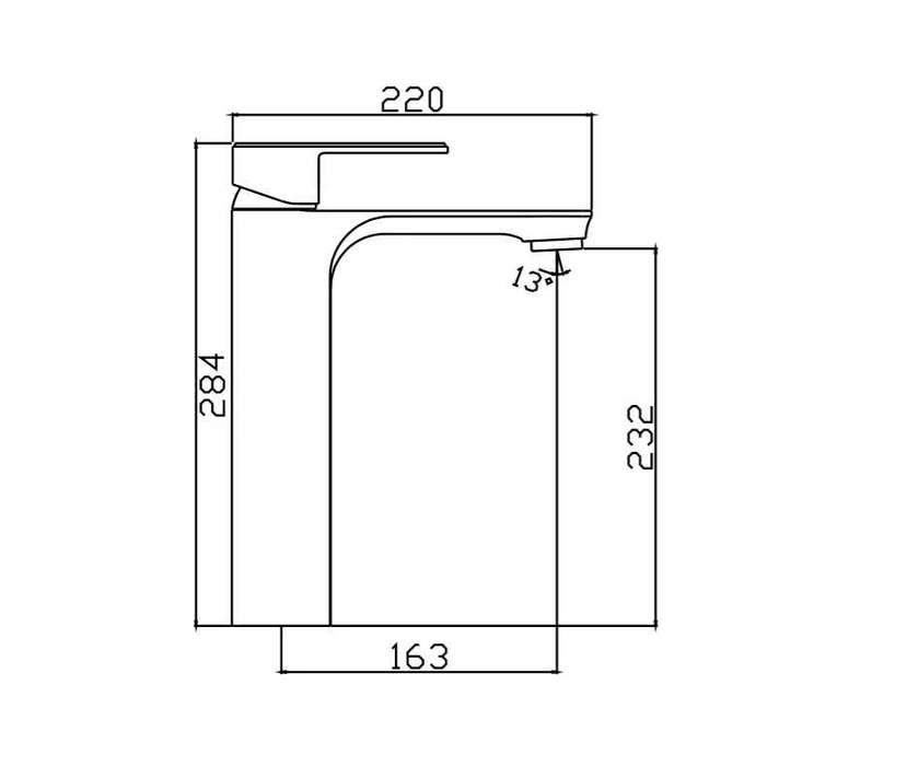 HC Bateau Brushed Gold Rectangle High Basin Mixer
