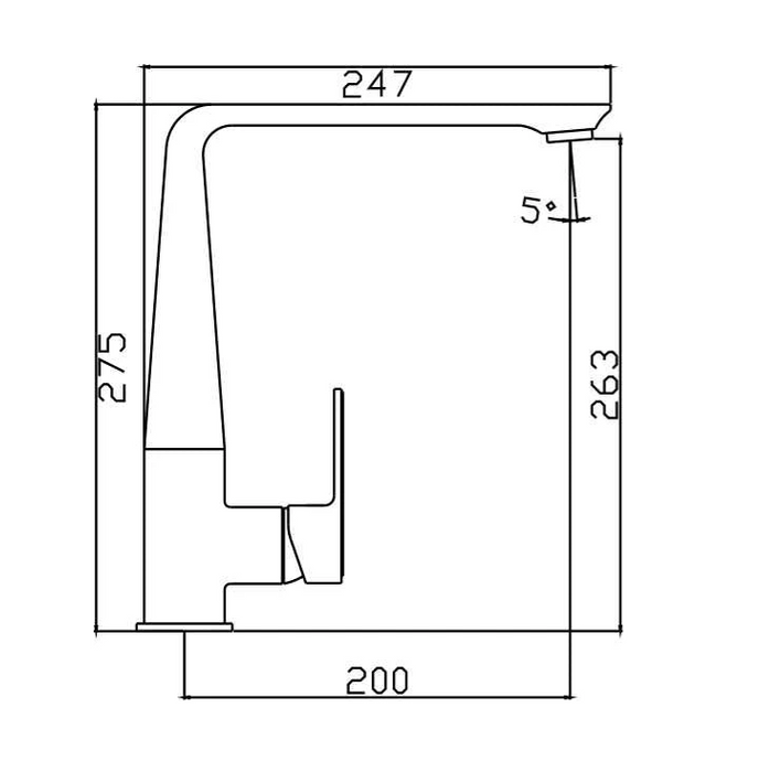 HC Bateau Brushed Gold Rectangle Sink Mixer