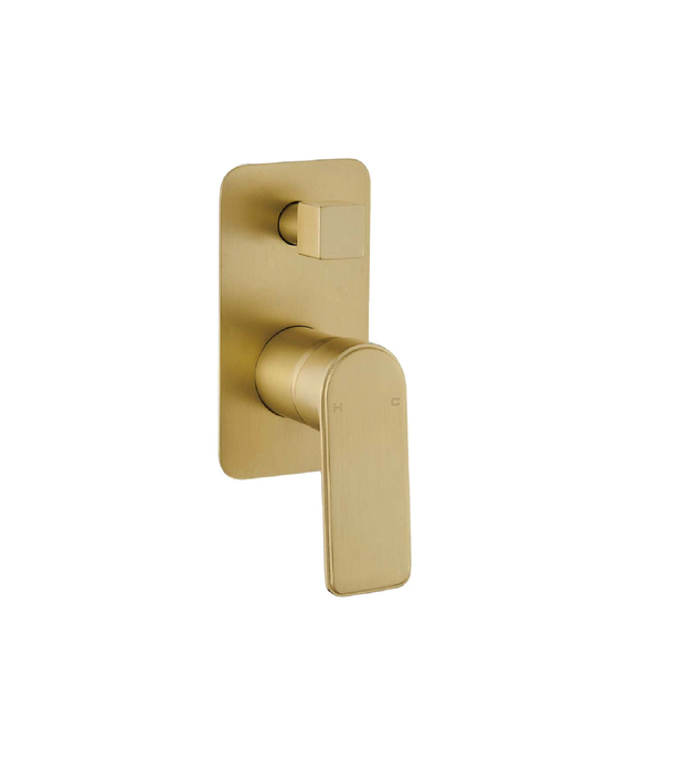 HC Bateau Brushed Gold Rectangle Wall Mixer With Diverter