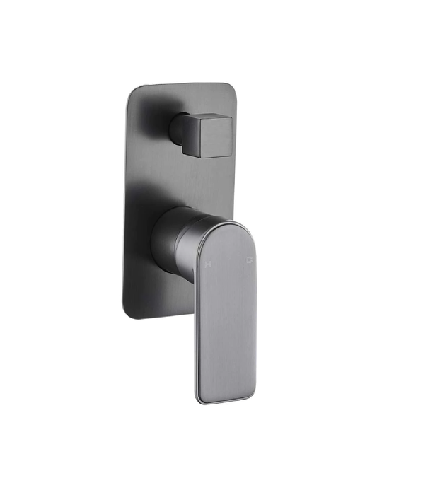 HC Bateau Brushed Gun Metal Rectangle Wall Mixer With Diverter