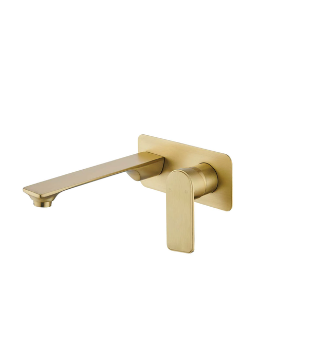 HC Bateau Brushed Gold Rectangle Wall Mixer With Outlet