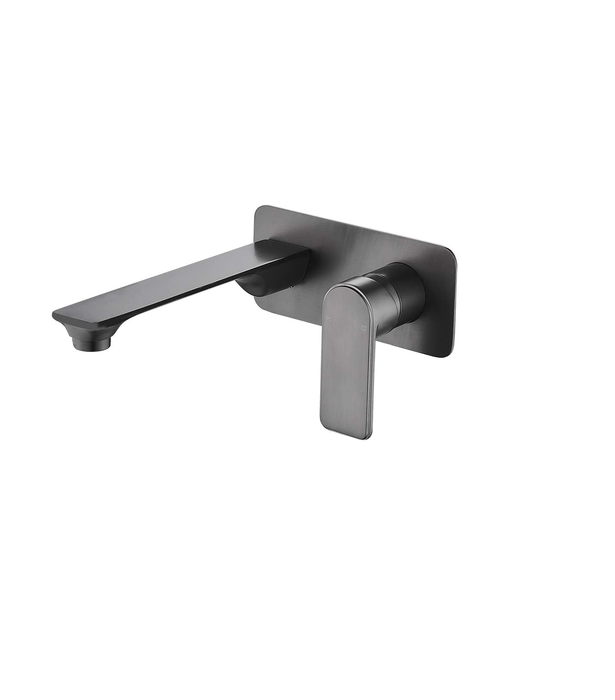 HC Bateau Brushed Gun Metal Rectangle Wall Mixer With Outlet