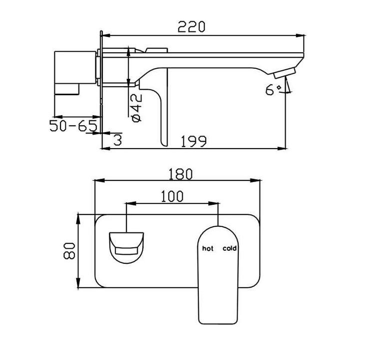 HC Bateau Brushed Gun Metal Rectangle Wall Mixer With Outlet