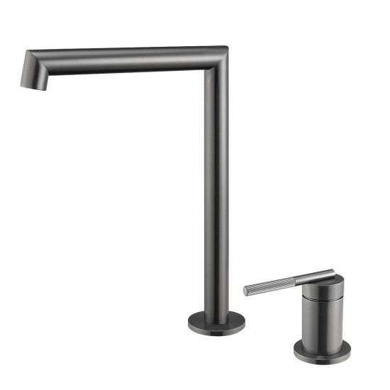 CADDENCE Series Brushed Gun Metal Grey Split Type Basin Mixer - HD reno