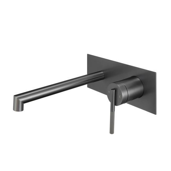 CADDENCE Series Brushed Gun Metal Grey Wall Mixer with Spout - HD reno