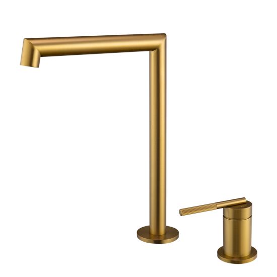 CADDENCE Series Brushed Yellow Gold Split Type Basin Mixer - HD reno
