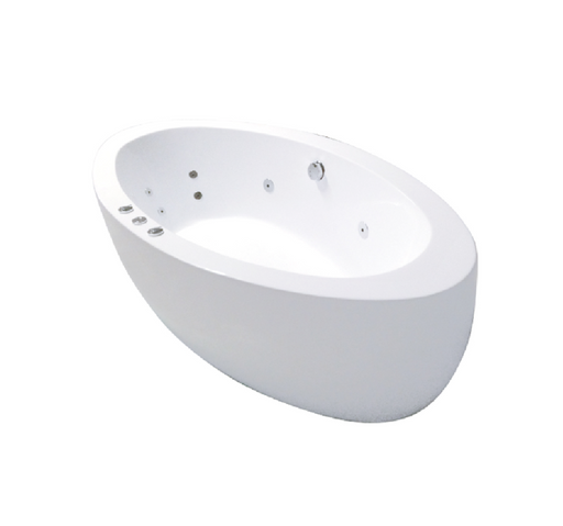 APLAUSO 1930/1800*1100/950*660/600mm White/Black Oval 12 Jets Acrylic Freestanding Spa Bathtub - HD reno