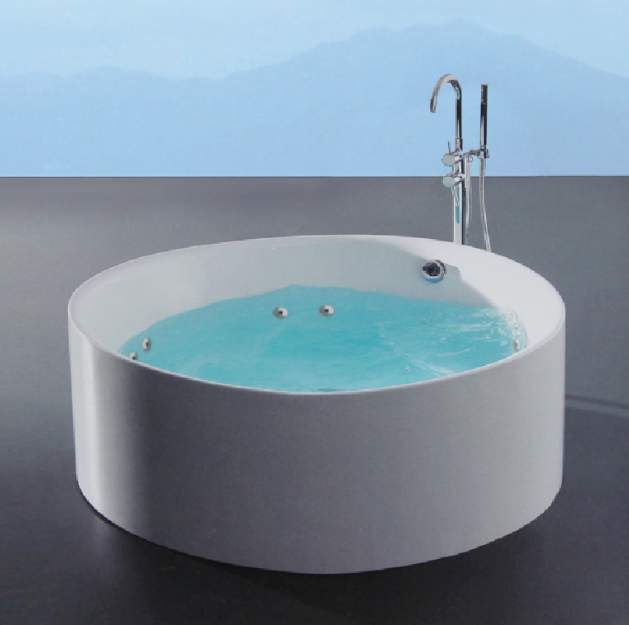 FS19 1350/1400*600mm White Round 12 Jets Acrylic Freestanding Spa Bathtub - HD reno