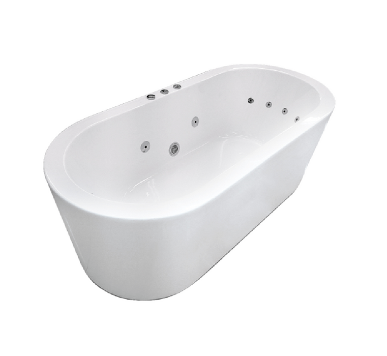 REDONDO 1500/1700*800*600mm White/Black Oval 12 Jets Acrylic Freestanding Spa Bathtub - HD reno