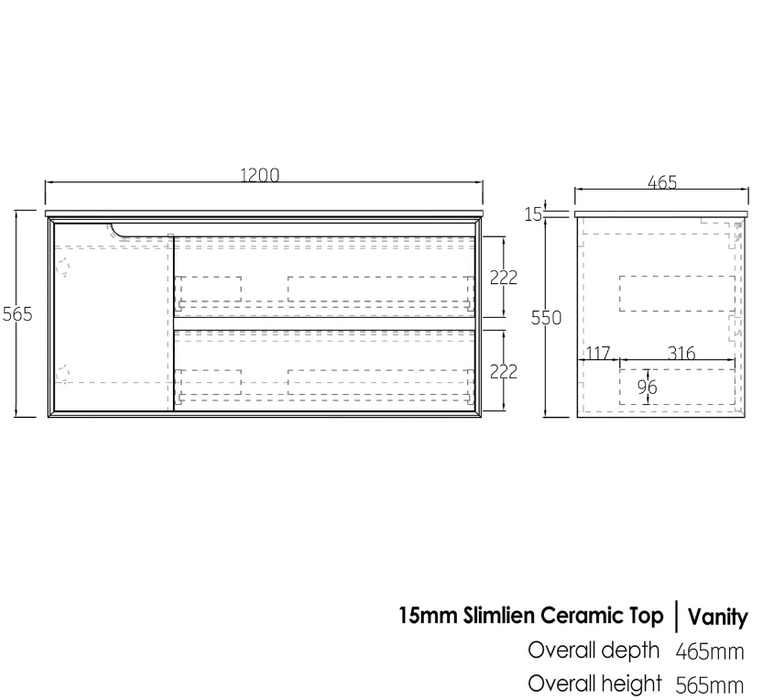 1200mm Byron Natural Oak Wall Hung Vanity and Tall Boy and Shaving Cabinet