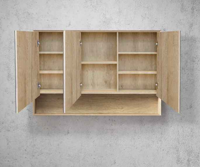 1200mm Byron Natural Oak Wall Hung Vanity and Tall Boy and Shaving Cabinet