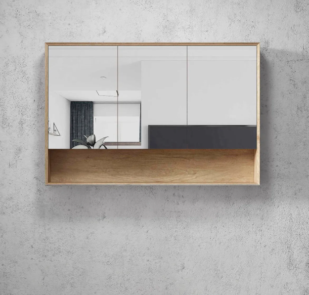 1200mm Byron Natural Oak Wall Hung Vanity and Tall Boy and Shaving Cabinet