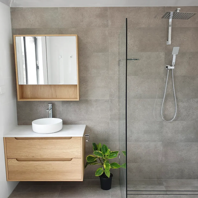 900mm Byron Natural Oak Wall Hung Vanity and Tall Boy and Shaving Cabinet