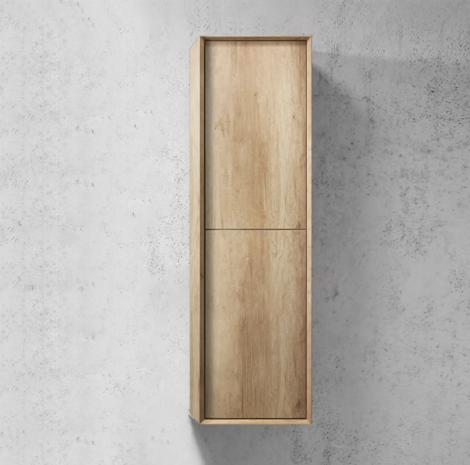 1200mm Byron Natural Oak Wall Hung Vanity and Tall Boy and Shaving Cabinet