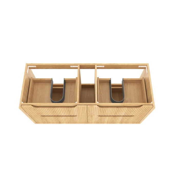600-1500*550*460mm OTTI Byron Fluted Woodland Oak High Moisture Resistant Plywood Bathroom Cabinet Wall Hung Vanity