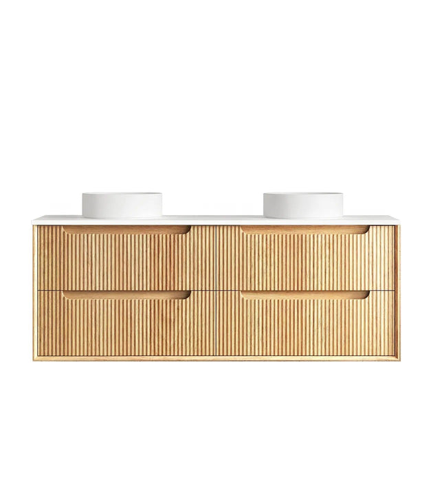 600-1500*550*460mm OTTI Byron Fluted Woodland Oak High Moisture Resistant Plywood Bathroom Cabinet Wall Hung Vanity