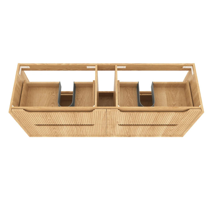600-1500*550*460mm OTTI Byron Fluted Woodland Oak High Moisture Resistant Plywood Bathroom Cabinet Wall Hung Vanity